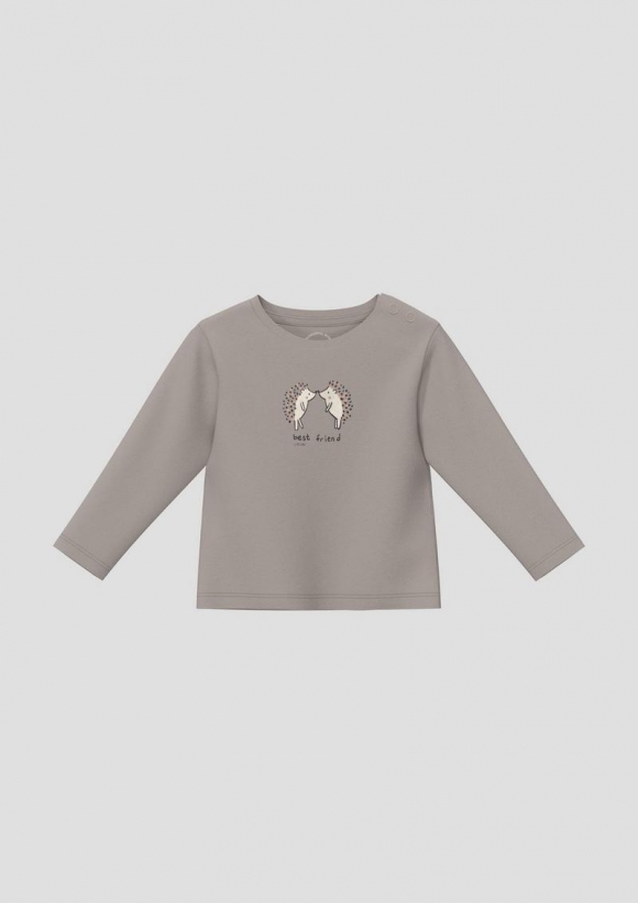 s.Oliver Unisex Baumwollshirt mit Frontprint - anthrazit