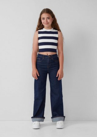 s.Oliver Jeans / Regular Fit / High Rise / Wide Leg / Aufschlag - blau