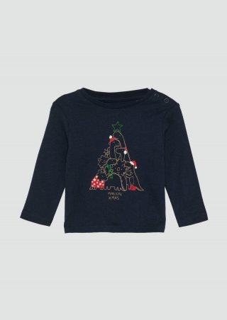 s.Oliver Langarmshirt mit Weihnachtsmotiv - navy
