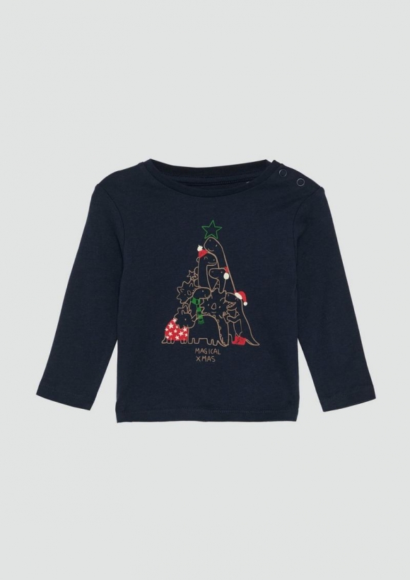 s.Oliver Langarmshirt mit Weihnachtsmotiv - navy