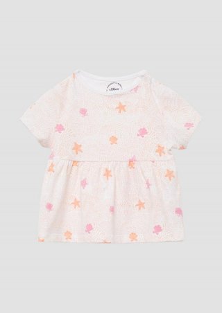 s.Oliver Ausgestelltes T-Shirt mit All-over-Print - weiß