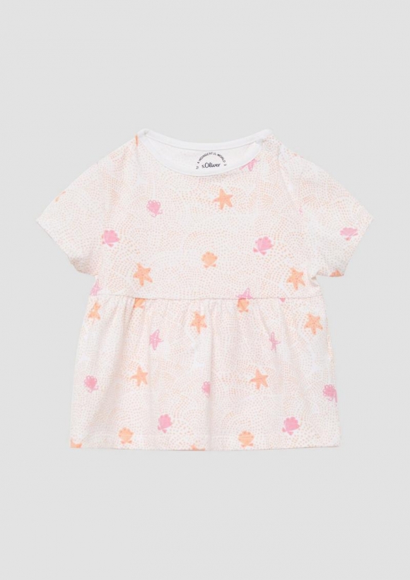 s.Oliver Ausgestelltes T-Shirt mit All-over-Print - weiß
