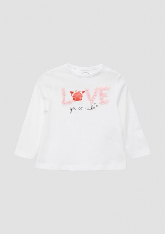 s.Oliver Weiches Longsleeve mit Artwork - weiß