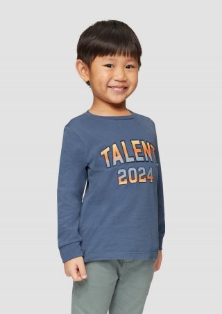s.Oliver Langarmshirt mit Schrift-Print - blau