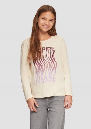 s.Oliver Longsleeve mit gummiertem Frontprint - helles sand