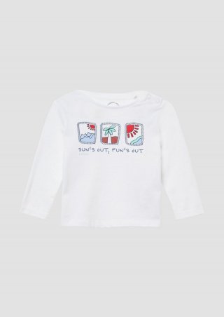 s.Oliver Weiches Longsleeve mit Frontprint - weiß