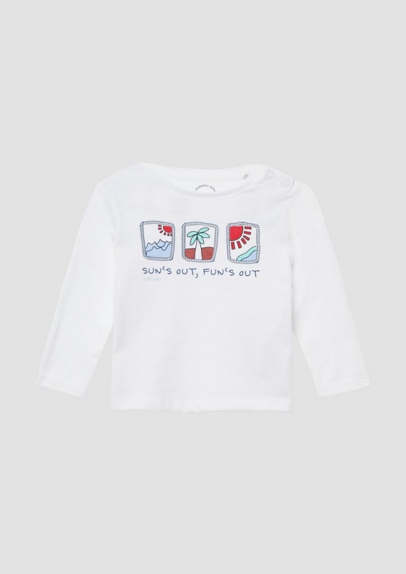 s.Oliver Weiches Longsleeve mit Frontprint - weiß