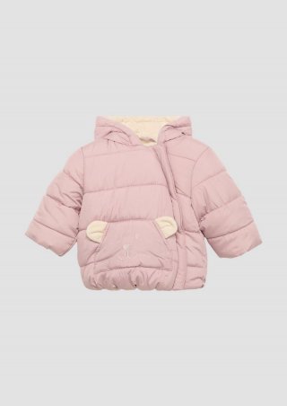 s.Oliver Wattierte Jacke mit Fleece-Futter und Bären-Motiv - zartrosa