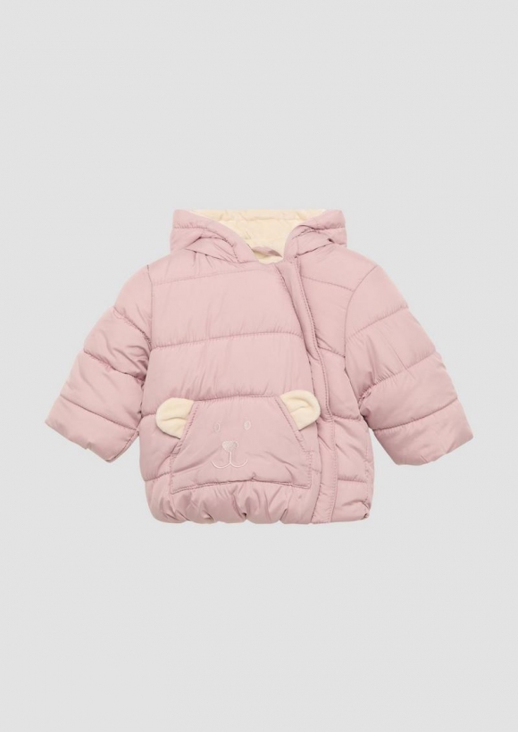 s.Oliver Wattierte Jacke mit Fleece-Futter und Bären-Motiv - zartrosa