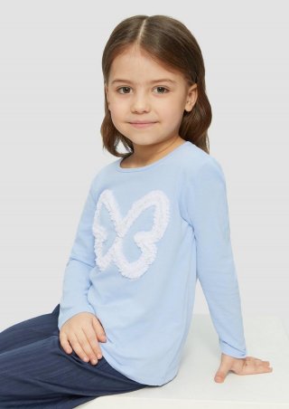 s.Oliver Langarmshirt im Loose Fit mit Chiffon-Applikation - himmelblau