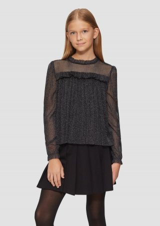 s.Oliver Ausgestellte Bluse aus glitzerndem Mesh - schwarz