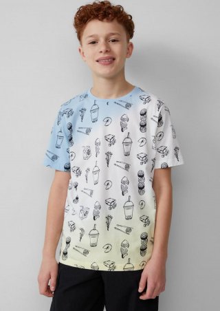 s.Oliver T-Shirt mit All-over-Print - weiß