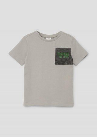 s.Oliver T-Shirt mit Mesh-Applikation - taubengrau