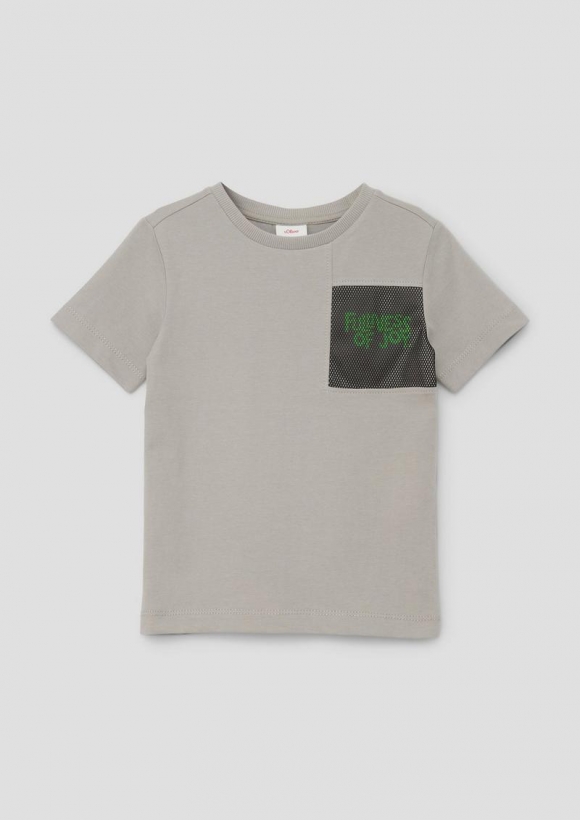 s.Oliver T-Shirt mit Mesh-Applikation - taubengrau