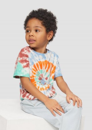s.Oliver T-Shirt aus Baumwolle mit Batikeffekt - himmelblau