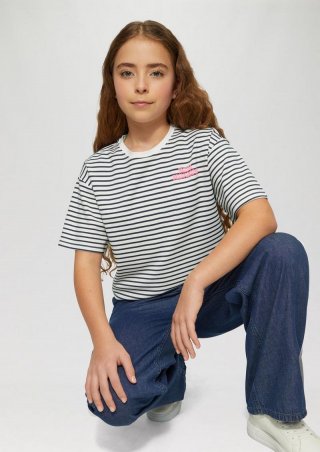 s.Oliver Boxy-T-Shirt aus Interlockjersey mit Printdetail - navy