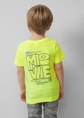 s.Oliver Baumwoll-T-Shirt mit Print und verlängertem Rückteil - neon