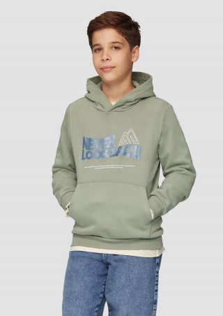 s.Oliver Wärmendes Kapuzen-Sweatshirt mit Frontprint - tannengrün