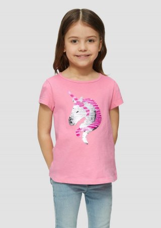 s.Oliver Baumwollshirt in A-Shape mit Wendepailletten - pink