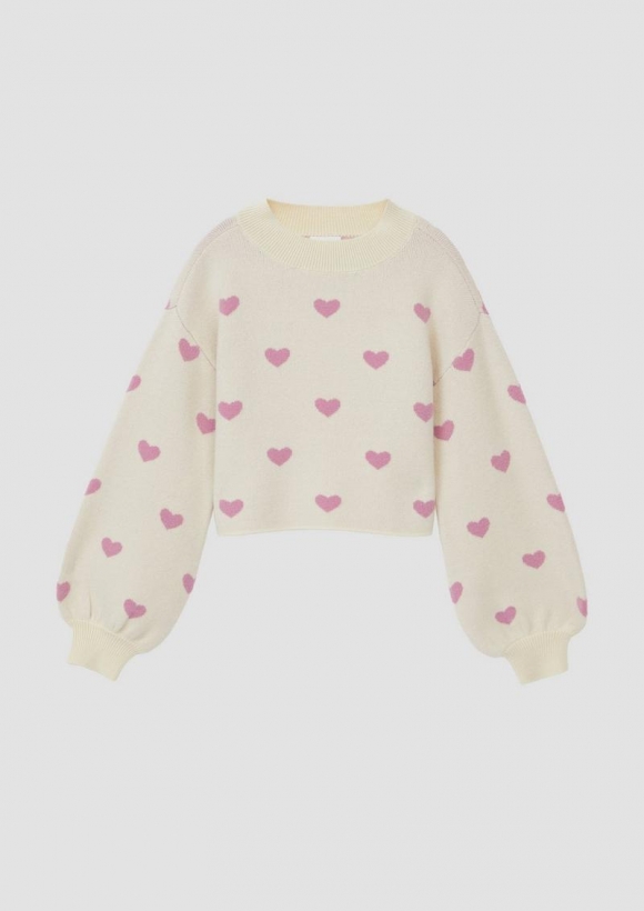 s.Oliver Kurzer Strickpullover aus Viskosemix im Loose Fit - helles beige