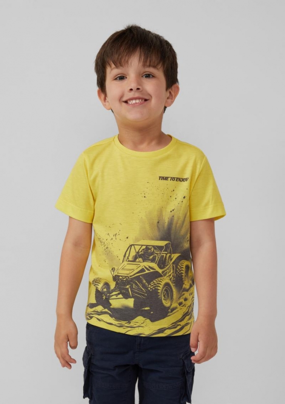 s.Oliver T-Shirt aus Baumwollmix mit Frontprint - gelb