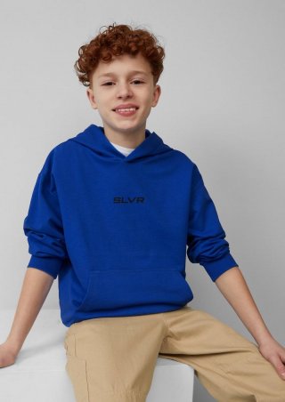 s.Oliver Oversize-Hoodie mit Front- und Rückenprint - royalblau