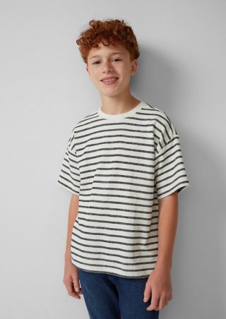 s.Oliver Strukturiertes Oversize-T-Shirt mit Streifenmuster - schwarz