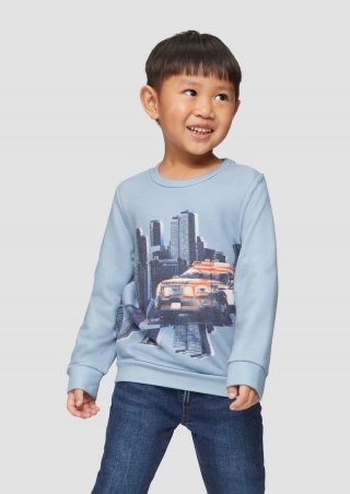 s.Oliver Sweatshirt mit Print und Rippbündchen - blassblau