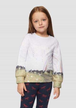 s.Oliver Gemustertes Sweatshirt mit Glitzer-Herzchen - ecru