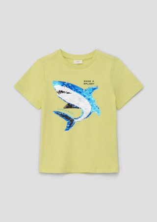 s.Oliver T-Shirt mit Wendepailletten - helles zitrone