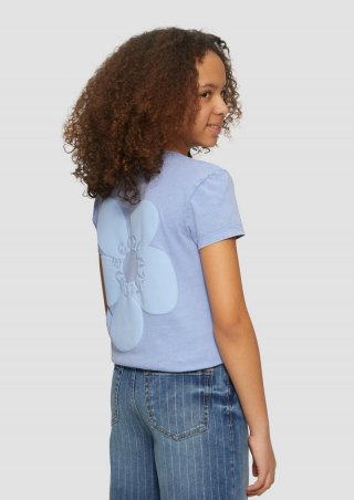 s.Oliver Baumwollshirt mit Used-Effekt und Rückenprint - himmelblau