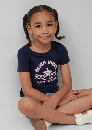 s.Oliver Baumwoll-T-Shirt mit Print - navy