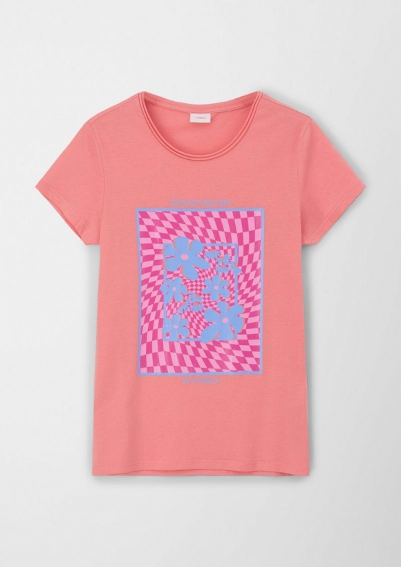 s.Oliver T-Shirt mit Frontprint - koralle