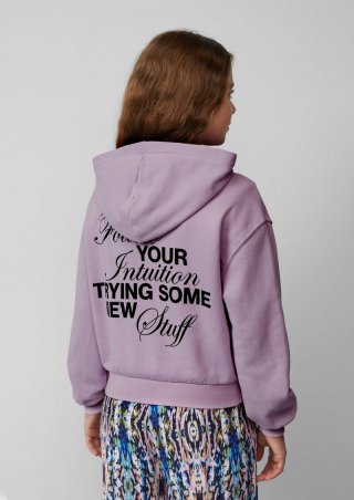 s.Oliver Cropped Oversized Sweatshirt mit Rückenprint und Wascheffekt - flieder