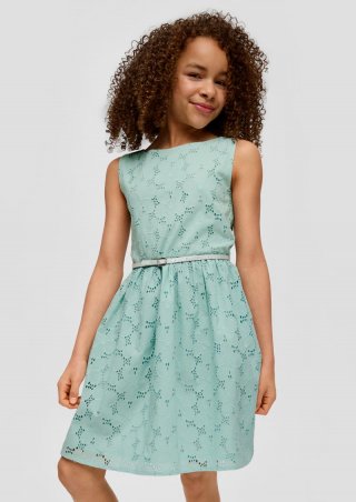 s.Oliver Kleid mit Broderie Anglaise - ozeangrün