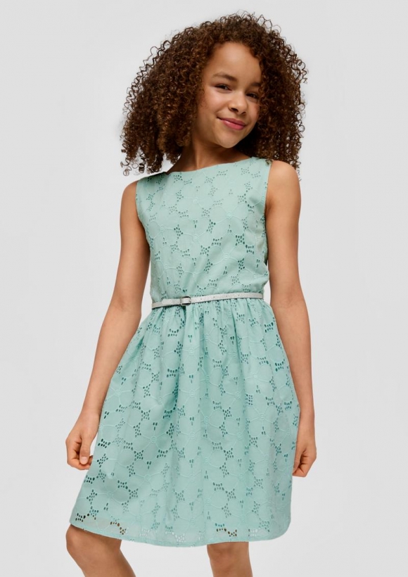 s.Oliver Kleid mit Broderie Anglaise - ozeangrün