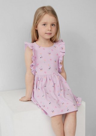 s.Oliver Kurzes Kleid mit All-over-Print und Volantärmeln - flieder