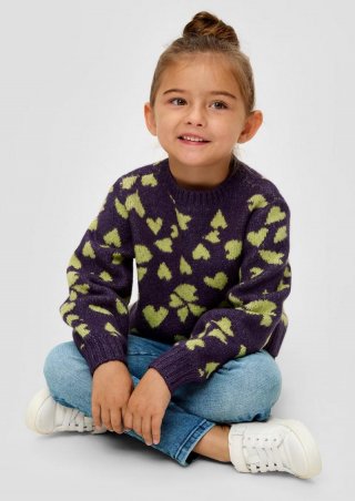 s.Oliver Strickpullover mit Herz-Muster - lila