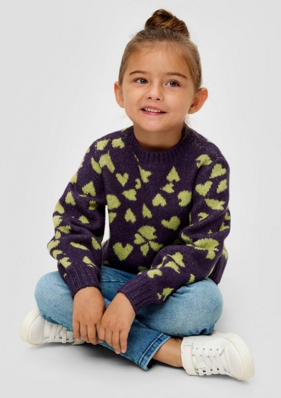s.Oliver Strickpullover mit Herz-Muster - lila