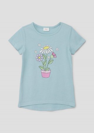 s.Oliver T-Shirt mit Frontprint - helles türkis
