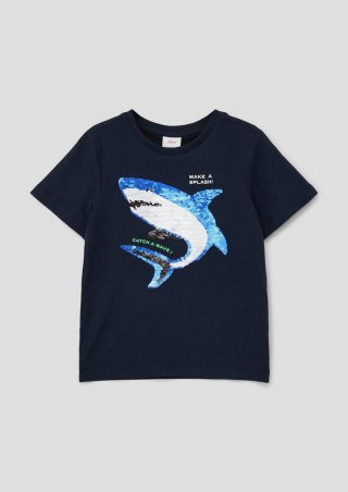 s.Oliver T-Shirt mit Wendepailletten - navy