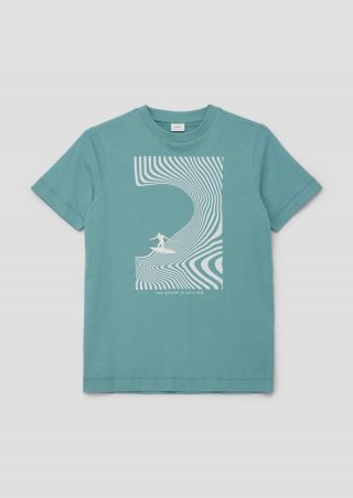 s.Oliver Baumwollshirt mit Frontprint - helles petrol