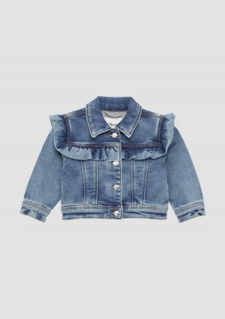 s.Oliver Jeansjacke mit Rüschen und Used-Effekt - blau