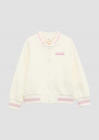 s.Oliver Sweatjacke im College-Stil mit Print- und Glitzerdetails - wollweiß