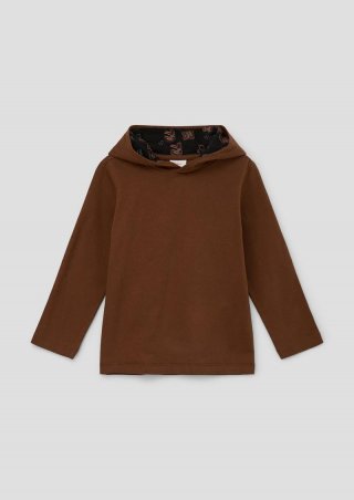 s.Oliver Longsleeve mit gefütterter Kapuze - zimt
