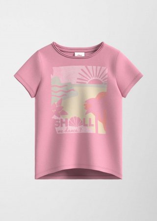 s.Oliver Baumwollshirt mit Glitzerprint - rosa