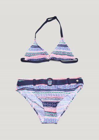 s.Oliver Gemusterter Neckholder-Bikini - blau