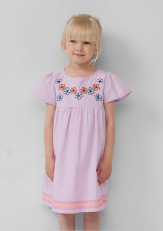s.Oliver Baumwollkleid im A-Shape mit Rundhalsausschnitt und Stickerei - rosa