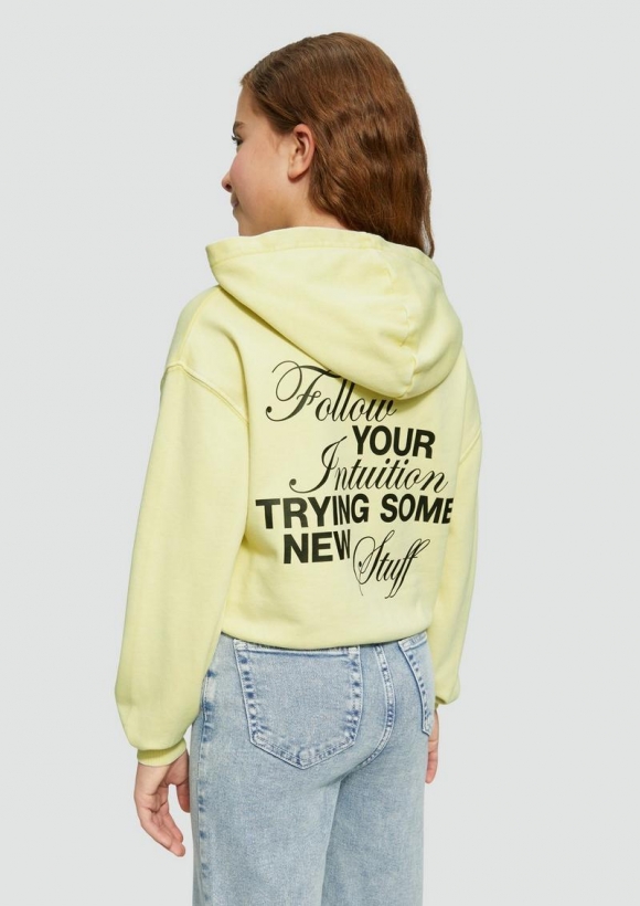 s.Oliver Cropped Oversized Sweatshirt mit Rückenprint und Wascheffekt - helles zitrone