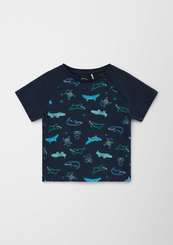 s.Oliver T-Shirt mit Allover-Print - navy
